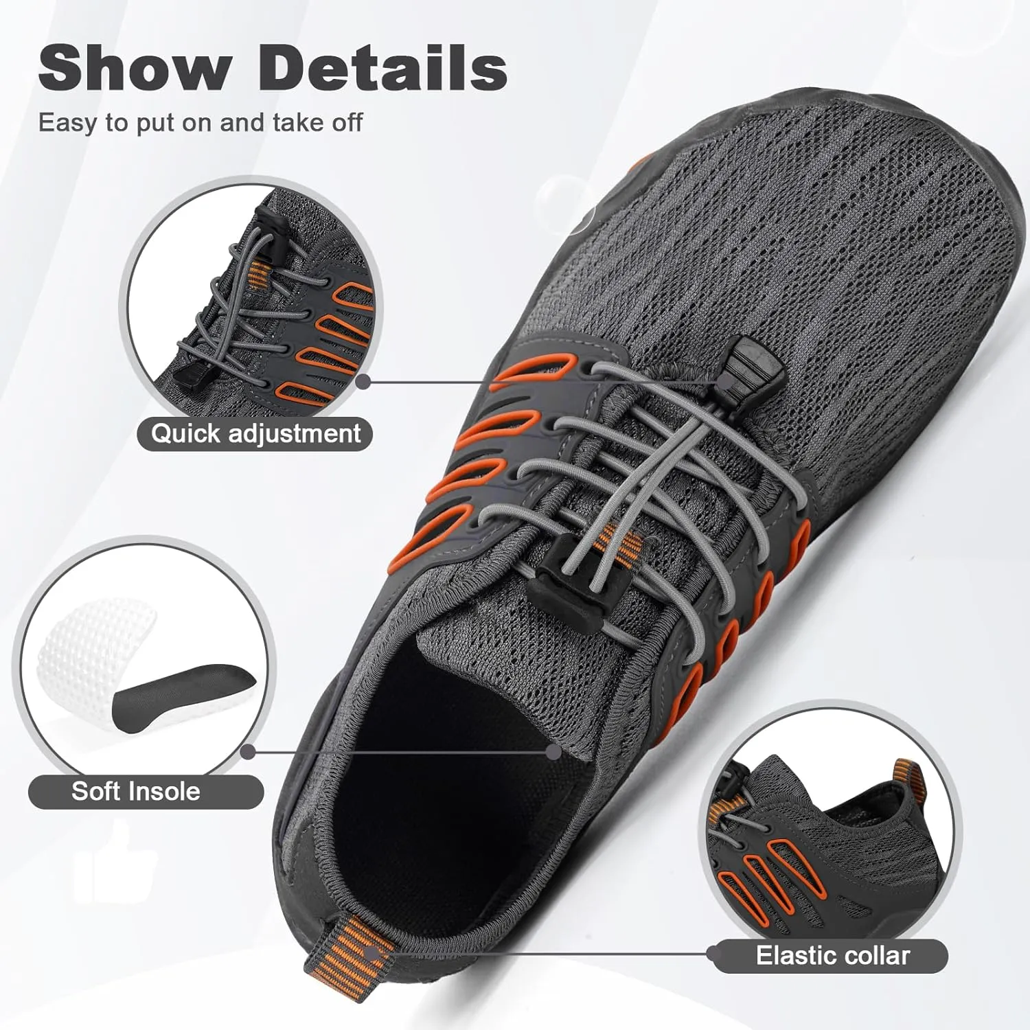 Hike Barefoot Water Shoes for Women Men Hike Lightweight Footwear Quick-Dry Swim Barefoot Shoes Breathable Non-Slip Wide Toe Box for Aqua Fishing River Pool Lake Hiking Kayaking Surfing