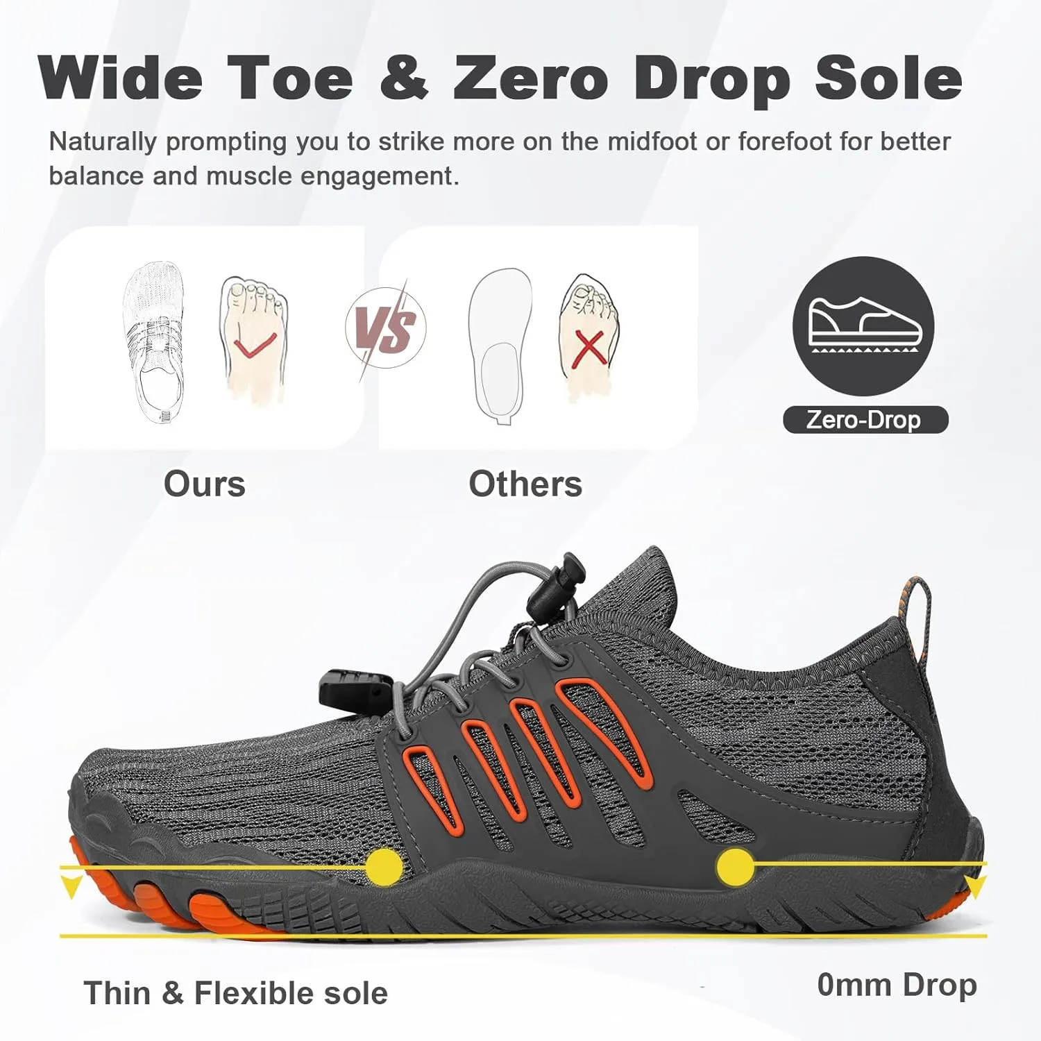 Hike Barefoot Water Shoes for Women Men Hike Lightweight Footwear Quick-Dry Swim Barefoot Shoes Breathable Non-Slip Wide Toe Box for Aqua Fishing River Pool Lake Hiking Kayaking Surfing