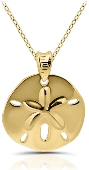 Hoops & Loops 925 Sterling Silver Beach Sand Dollar Pendant Necklace for Women, Men | Silver, Yellow Gold, Rose Gold