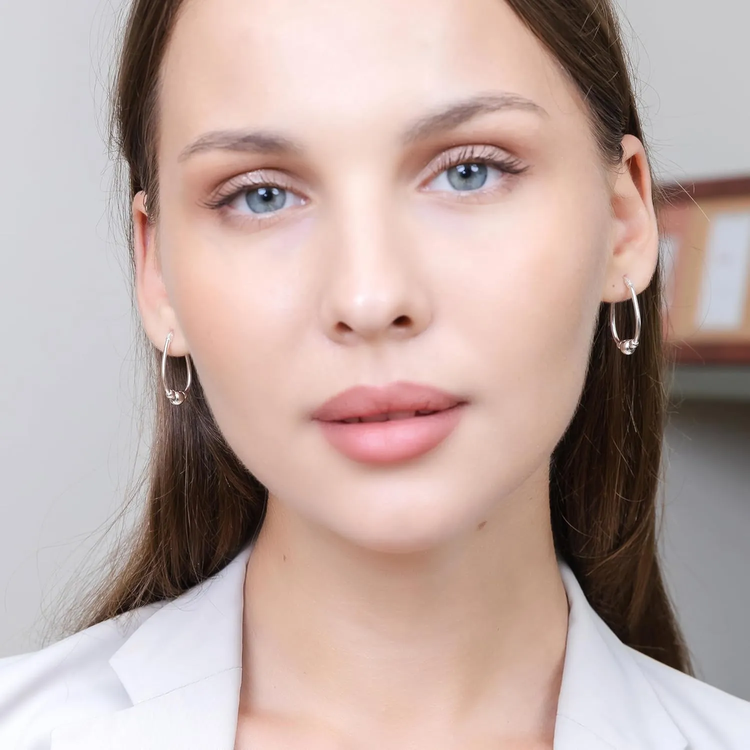 Hoops & Loops 925 Sterling Silver Bead Ball Hoop Earrings,18mm & 30mm Dangle Drop Beaded Earrings for Women
