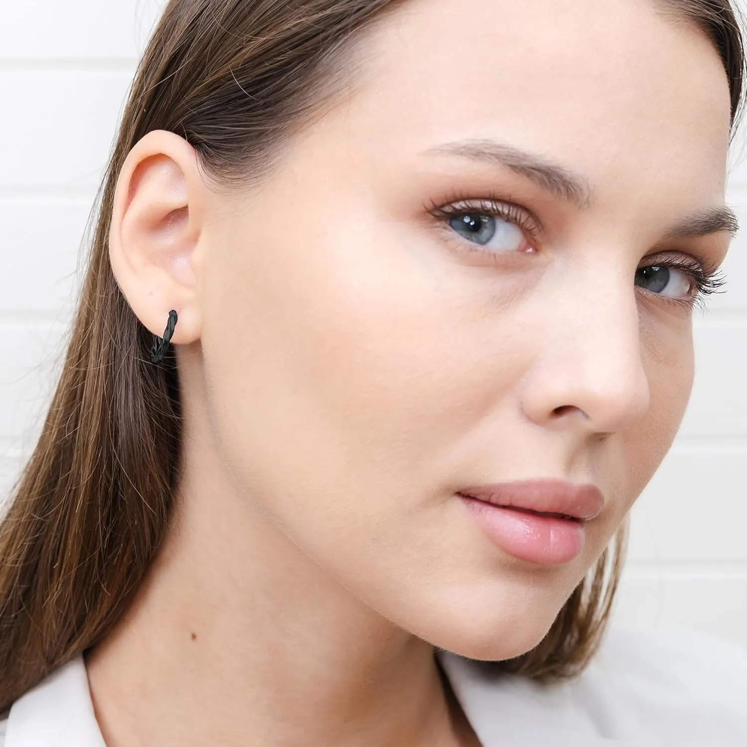 Hoops & Loops 925 Sterling Silver Hoop Earrings for Women, 14K Gold, Rose Gold Plated, Black Twisted Click-Top Round Hoop Earrings for Women, Hypoallergenic, Lightweight, High Polished Twist Design Hoops 15/20/25/30/35/40/50/60mm