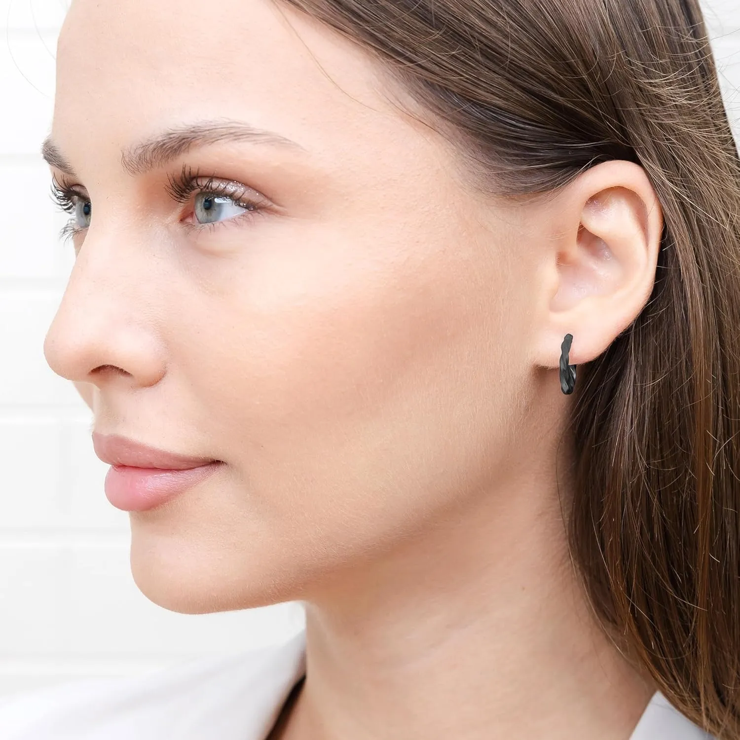 Hoops & Loops 925 Sterling Silver Hoop Earrings for Women, 14K Gold, Rose Gold Plated, Black Twisted Click-Top Round Hoop Earrings for Women, Hypoallergenic, Lightweight, High Polished Twist Design Hoops 15/20/25/30/35/40/50/60mm