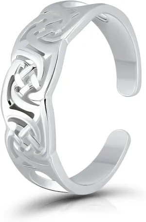 Hoops & Loops 925 Sterling Silver Irish Celtic Knot Open Toe Ring for Women Men