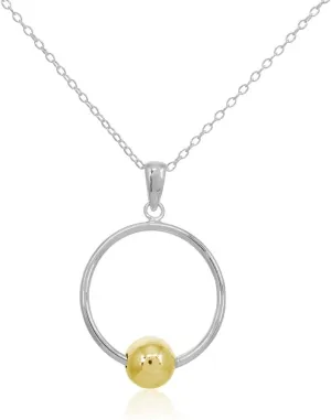 Hoops & Loops 925 Sterling Silver Polished Large Open Circle Bead Pendant Necklace for Women Men, Silver, Yellow Gold, Rose Gold