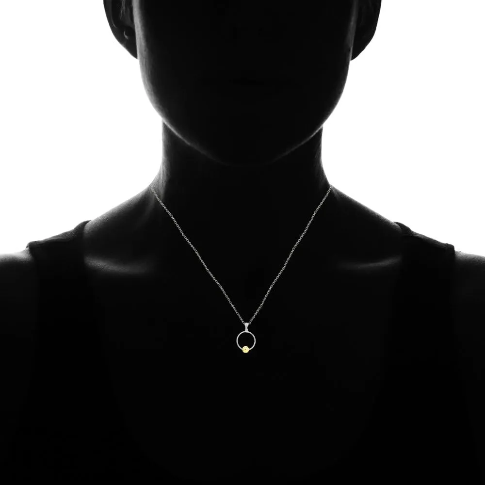 Hoops & Loops 925 Sterling Silver Polished Large Open Circle Bead Pendant Necklace for Women Men, Silver, Yellow Gold, Rose Gold