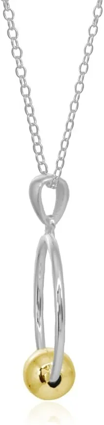 Hoops & Loops 925 Sterling Silver Polished Large Open Circle Bead Pendant Necklace for Women Men, Silver, Yellow Gold, Rose Gold