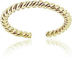 Hoops & Loops 925 Sterling Silver Rope Open Toe Ring for Women