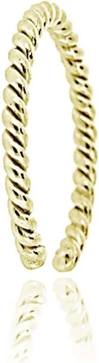 Hoops & Loops 925 Sterling Silver Rope Open Toe Ring for Women