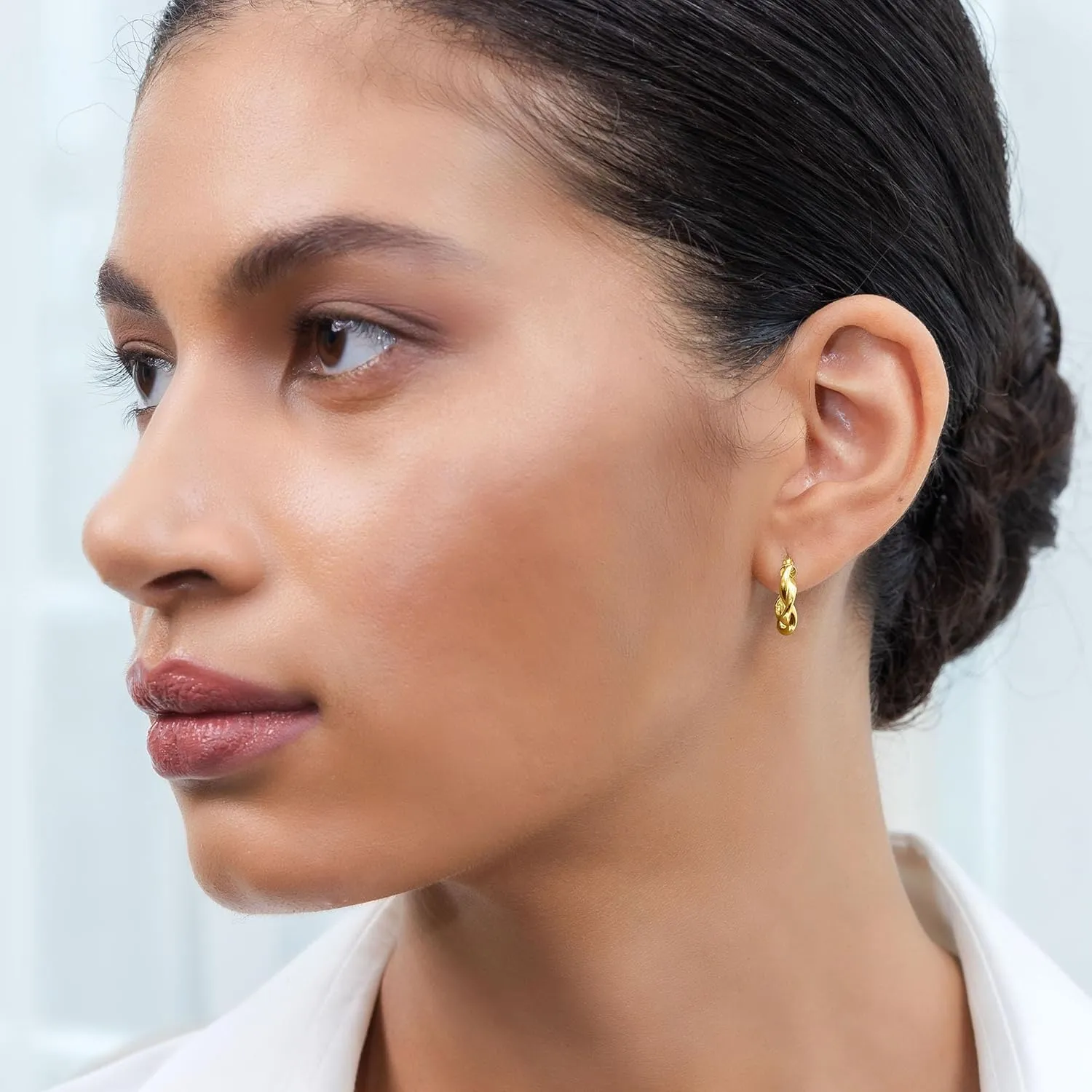 Hoops & Loops 925 Sterling Silver Twisted Hoop Earrings for Women, Silver/Gold/Rose Gold 3mm Twist Hypoallergenic Hoop Earrings 15/20/25/30/35/40mm
