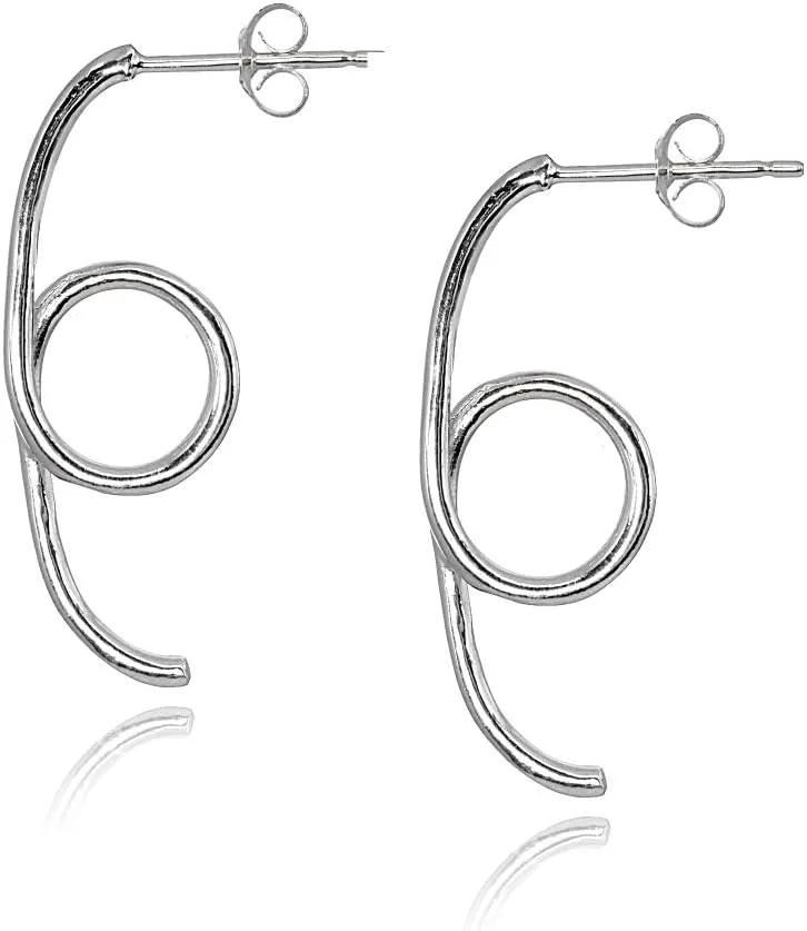 Hoops and Loops - 925 Sterling Silver Long Round Circle Loop Drop Earrings, Minimalist Trendy Fashion Earrings