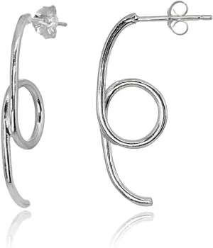Hoops and Loops - 925 Sterling Silver Long Round Circle Loop Drop Earrings, Minimalist Trendy Fashion Earrings