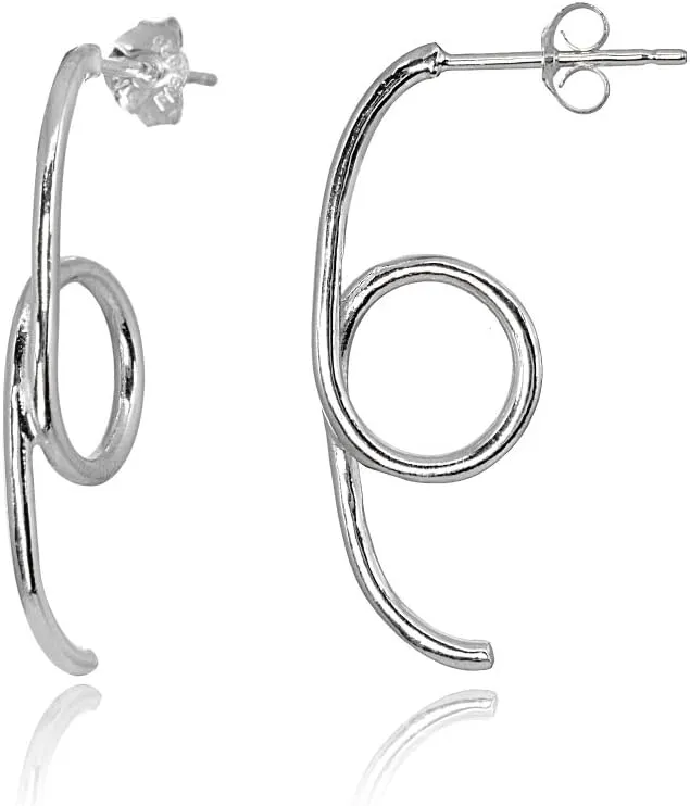Hoops and Loops - 925 Sterling Silver Long Round Circle Loop Drop Earrings, Minimalist Trendy Fashion Earrings
