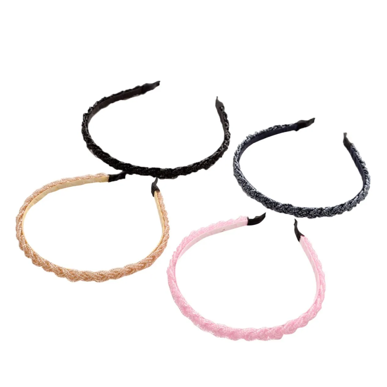 Hot Pink Headband for Women 4pcs Hair Hoops Sparkle Headwear Knotted Headbands Wig Braid Hair Accessory Pack