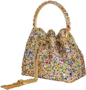 HUANG ZHUANG Colorful Crystal Soft Purse Sparkly Rhinestone Handbag Women Clutch Bling Party Crossbody Bag for Prom Cocktail