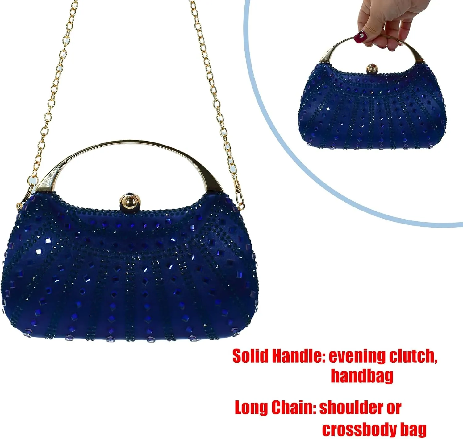 HUANG ZHUANG Elegant Crystal Clutch Rhinestone Handbags For Women Party Purse Wedding Prom Sparkly Bag
