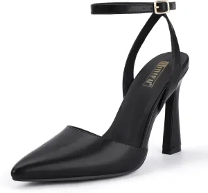 IDIFU IN4 Closed Toe Heels for Women High Stiletto Pointed Toe Heels Dressy Wedding Party Bridal Bride Prom Evening Work Dress Shoes Comfortable Formal Ankle Strap Sexy Slingback Pumps Shoes