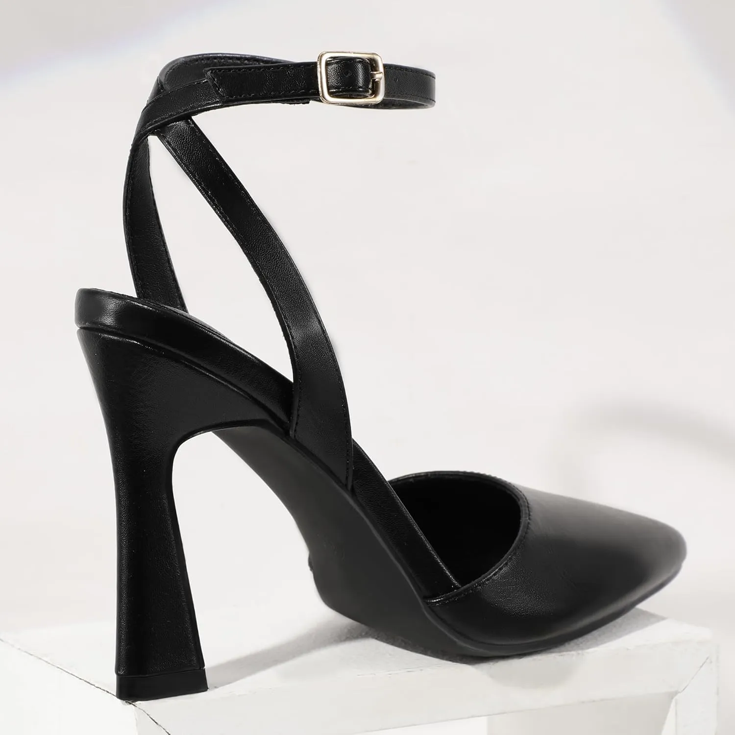 IDIFU IN4 Closed Toe Heels for Women High Stiletto Pointed Toe Heels Dressy Wedding Party Bridal Bride Prom Evening Work Dress Shoes Comfortable Formal Ankle Strap Sexy Slingback Pumps Shoes