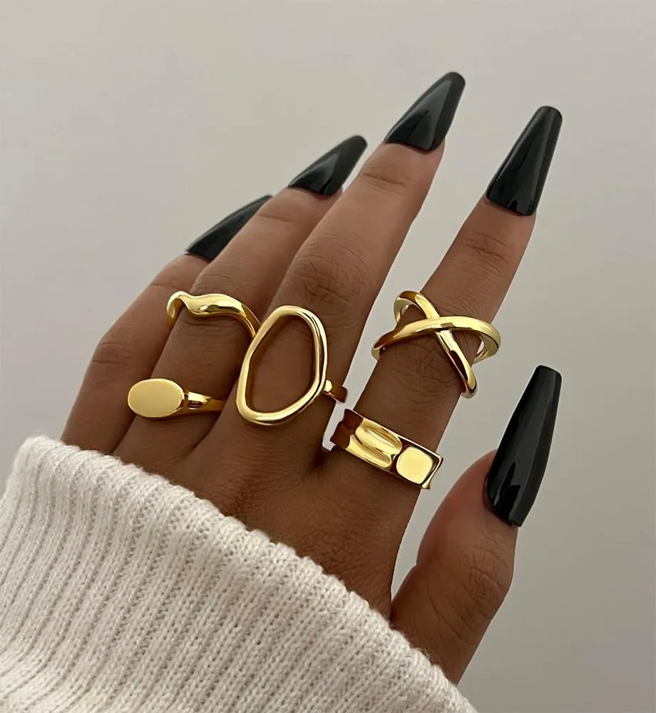 iF YOU 25 Pcs Gold Knuckle Ring Set for Women, Chunky Stackable Finger Midi Rings, Simple Stacking Cute Rings Pack Trendy Stuff Jewelry Gift