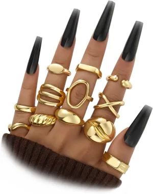 iF YOU 25 Pcs Gold Knuckle Ring Set for Women, Chunky Stackable Finger Midi Rings, Simple Stacking Cute Rings Pack Trendy Stuff Jewelry Gift