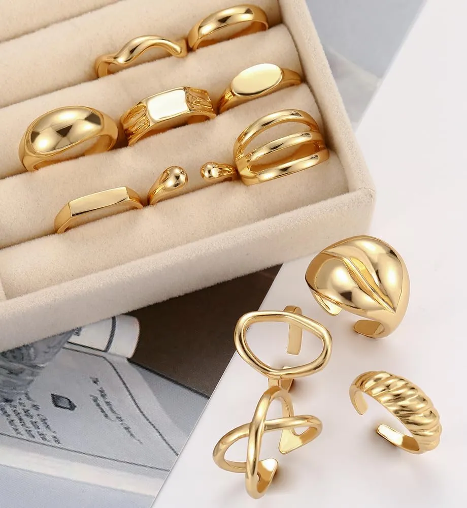 iF YOU 25 Pcs Gold Knuckle Ring Set for Women, Chunky Stackable Finger Midi Rings, Simple Stacking Cute Rings Pack Trendy Stuff Jewelry Gift