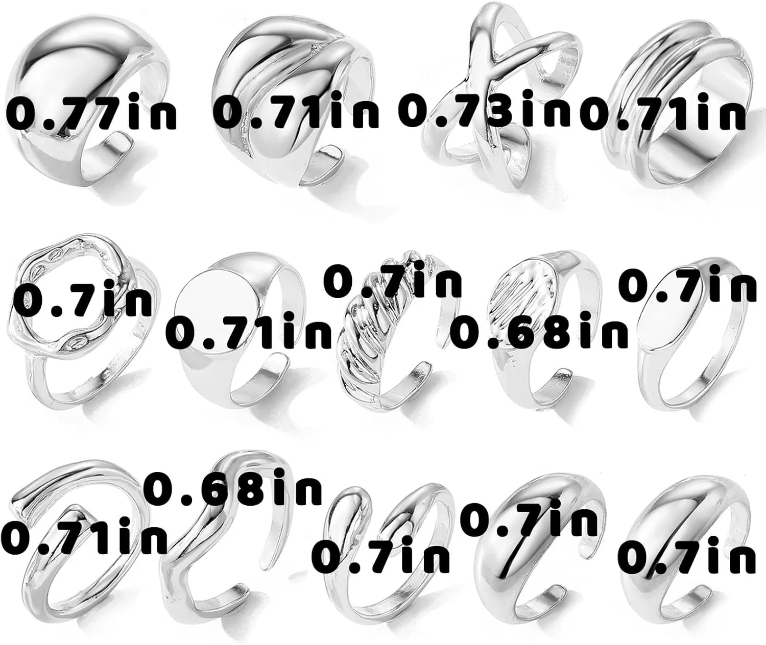 IFKM Gold Chunky Rings Set for Women 14k Gold Plated Thick Dome Stackable Open Rings Trendy Dainty Minimalist Jewelry Gifts