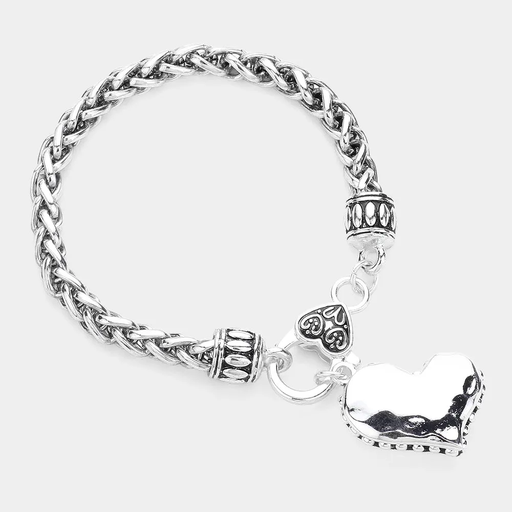 iLLASPARKZ Antique Metal Heart Charm Bracelet