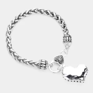 iLLASPARKZ Antique Metal Heart Charm Bracelet