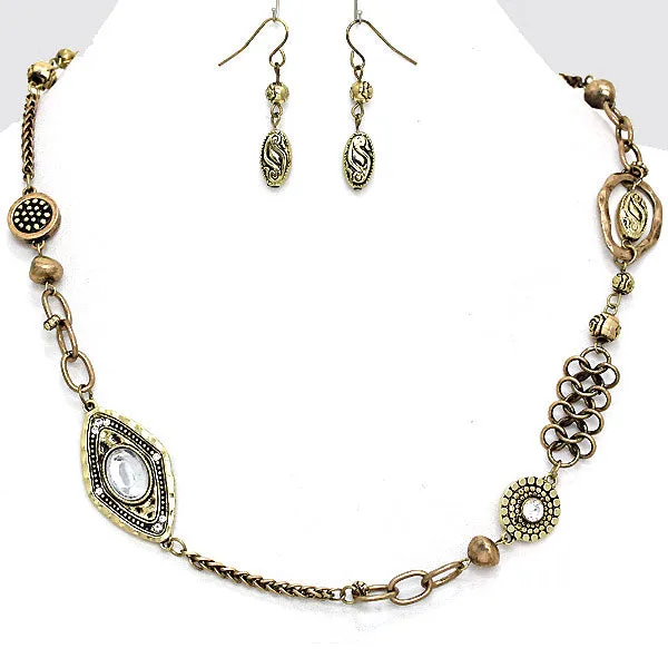 iLLASPARKZ Crystal Accent Tribal Hammered Metal Necklace