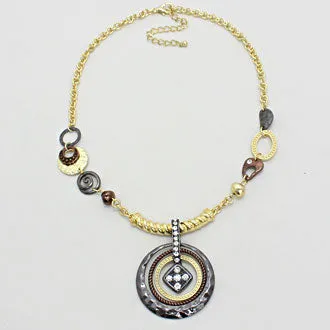 iLLASPARKZ Crystal Accent Tribal Hammered Swirl Necklace