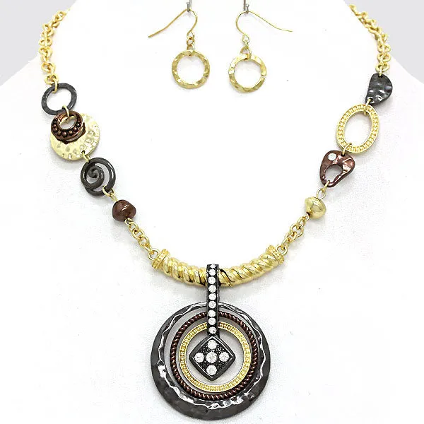 iLLASPARKZ Crystal Accent Tribal Hammered Swirl Necklace