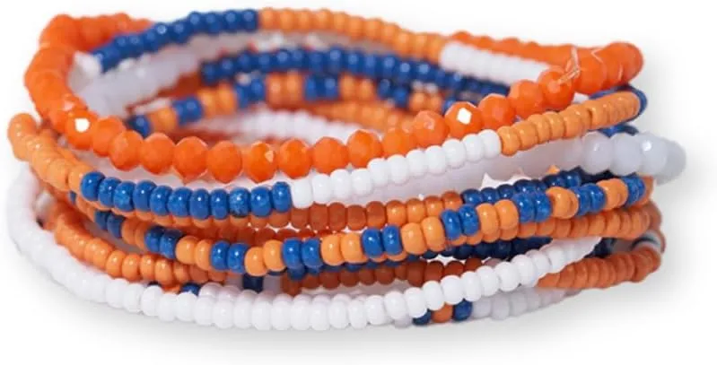INK   ALLOY Game Day Bracelet Stacks, Beaded Bracelets for Football Gameday Outfits, Handmade Jewelry for College Students, Teachers, Football Moms, Set of 10