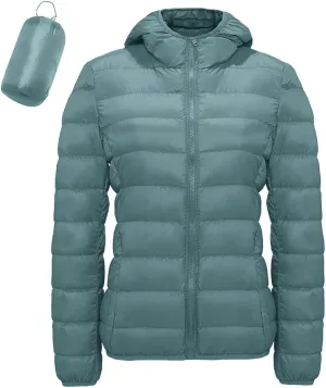 Jackets for Women Lightweight Packable Slim Fit Puffer Jacket Casual Hooded Warm Winter Quilted Down Jacket with Hood