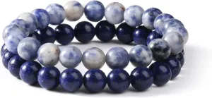 Jardme Healing Stone Bracelets for Women, 8mm Beaded Bracelets Anxiety Lapis Lazuli Bracelet Stretch Trend Yoga Bracelet, Birthday Gifts for Women