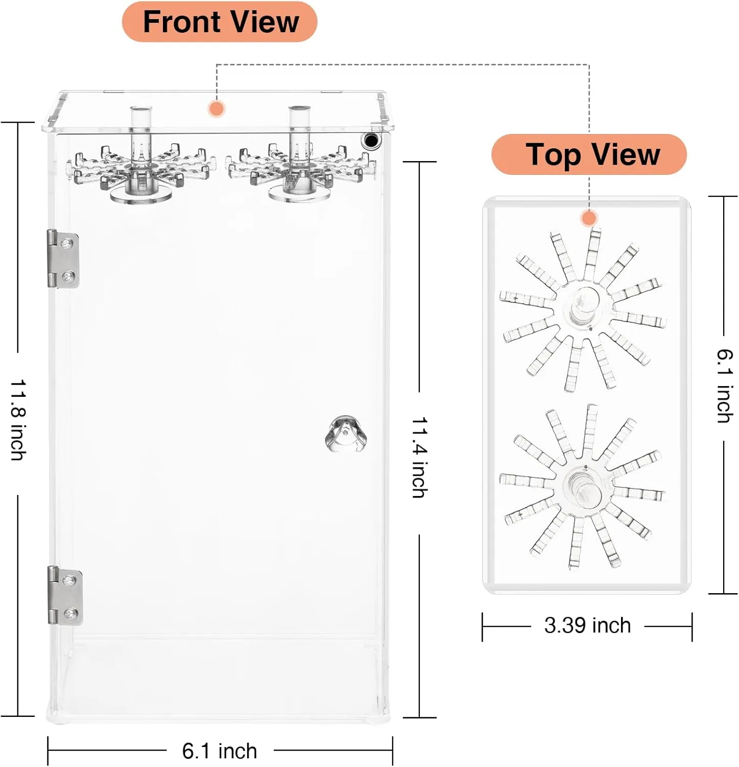 Jenseits Necklace Holder Organizer, Acrylic Jewelry Holder Stand, Rotation Clear Jewelry Storage Hanging W/ 24 Hooks, Dustproof Long Necklaces Pendant Bracelets Display Case Box Gift for Women, Girls
