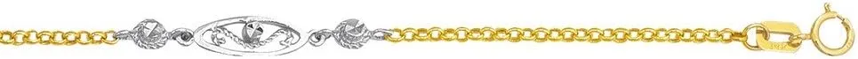 JewelryWeb 14k 9 Yellow White Gold Diam cut Adjustable Cable Chain Bead Anklet Spring-Ring Clasp 10 Inch-Anklet for Women and Men