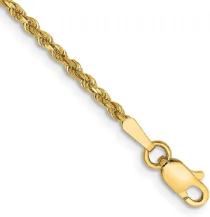 JewelryWeb 14k Yellow Gold Solid Polished 2.0mm Sparkle Cut Rope Anklet Lobster Claw-Anklet for Women