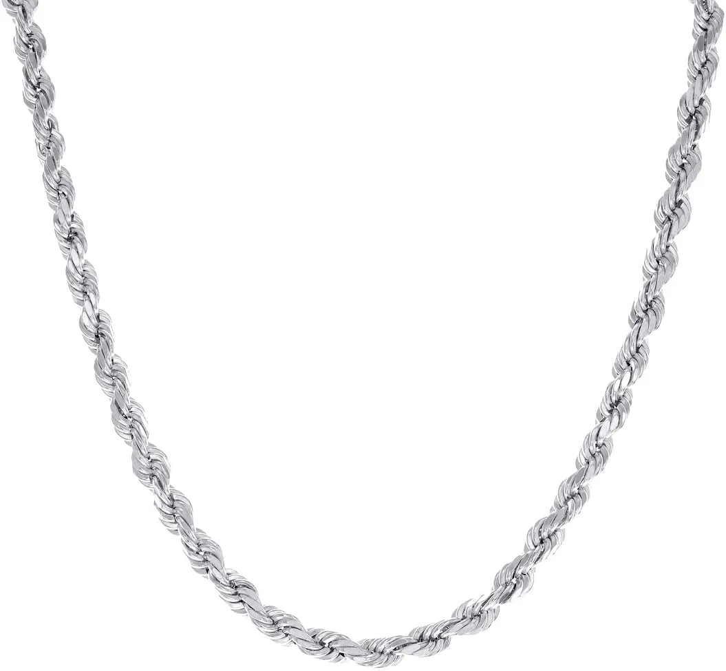 JewelryWeb 925 Sterling Silver Hollow Rope Chain Rhodium 4.8mm Anklet-Anklet for Women and Men