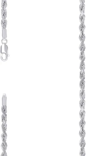 JewelryWeb 925 Sterling Silver Hollow Rope Chain Rhodium 4mm Anklet-Anklet for Women and Men