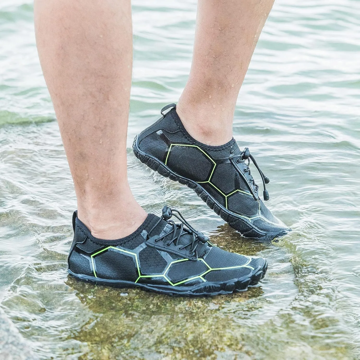 Josaywin Men's Water Shoes Barefoot Quick-Dry Sports Aqua Socks for Swim Diving Surf Pool Aqua Sports Beach Walking Wide Toe Shoes