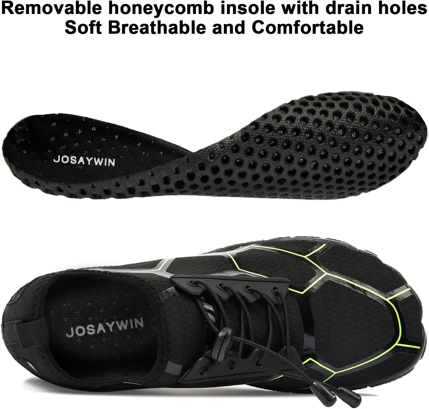 Josaywin Men's Water Shoes Barefoot Quick-Dry Sports Aqua Socks for Swim Diving Surf Pool Aqua Sports Beach Walking Wide Toe Shoes