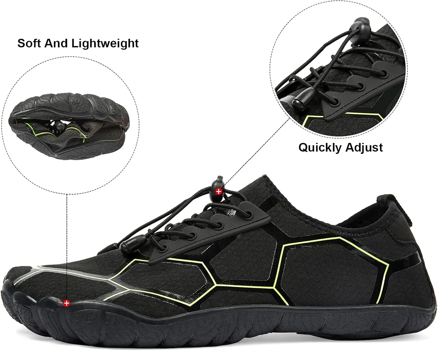 Josaywin Men's Water Shoes Barefoot Quick-Dry Sports Aqua Socks for Swim Diving Surf Pool Aqua Sports Beach Walking Wide Toe Shoes