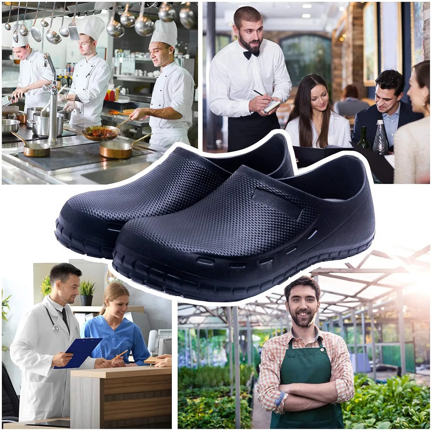 JSWEI Chef Shoes for Men - Professional Oil Water Resistant Nursing Chef ShoeNon-Slip Safety Working Shoes for Kitchen Garden Bathroom Construction