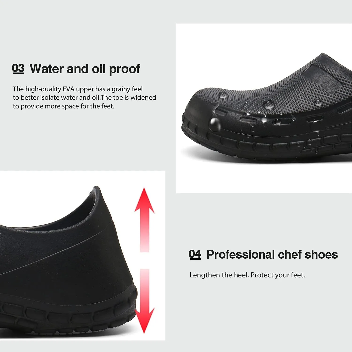 JSWEI Chef Shoes for Men - Professional Oil Water Resistant Nursing Chef ShoeNon-Slip Safety Working Shoes for Kitchen Garden Bathroom Construction