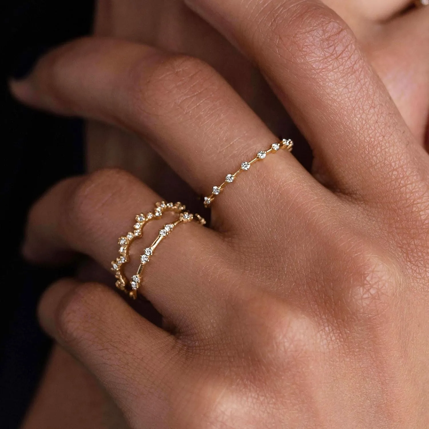 KAERUN Stackable Gold Rings for Women Non Tarnish Dainty 14K Gold Plated Thin Cubic Zirconia Thumb Ring Set Stack Trendy Statement Promise Wedding Bands Engagement Rings for Women Size 6 7 8 9 10