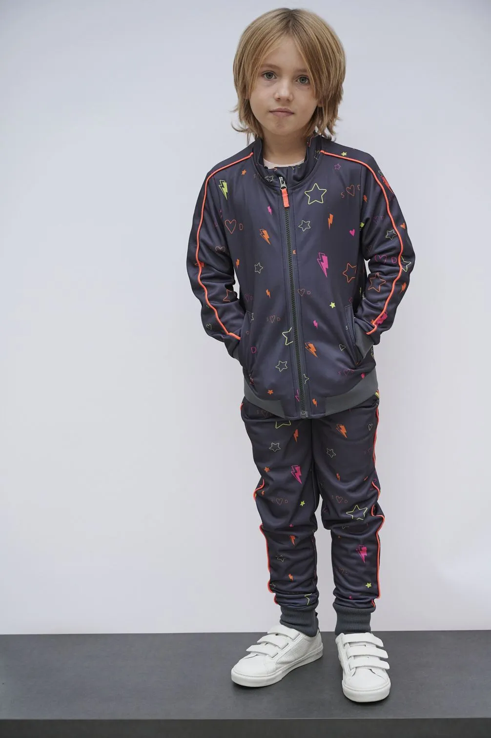 Kids Retro Tracksuit Bottoms - neon mix