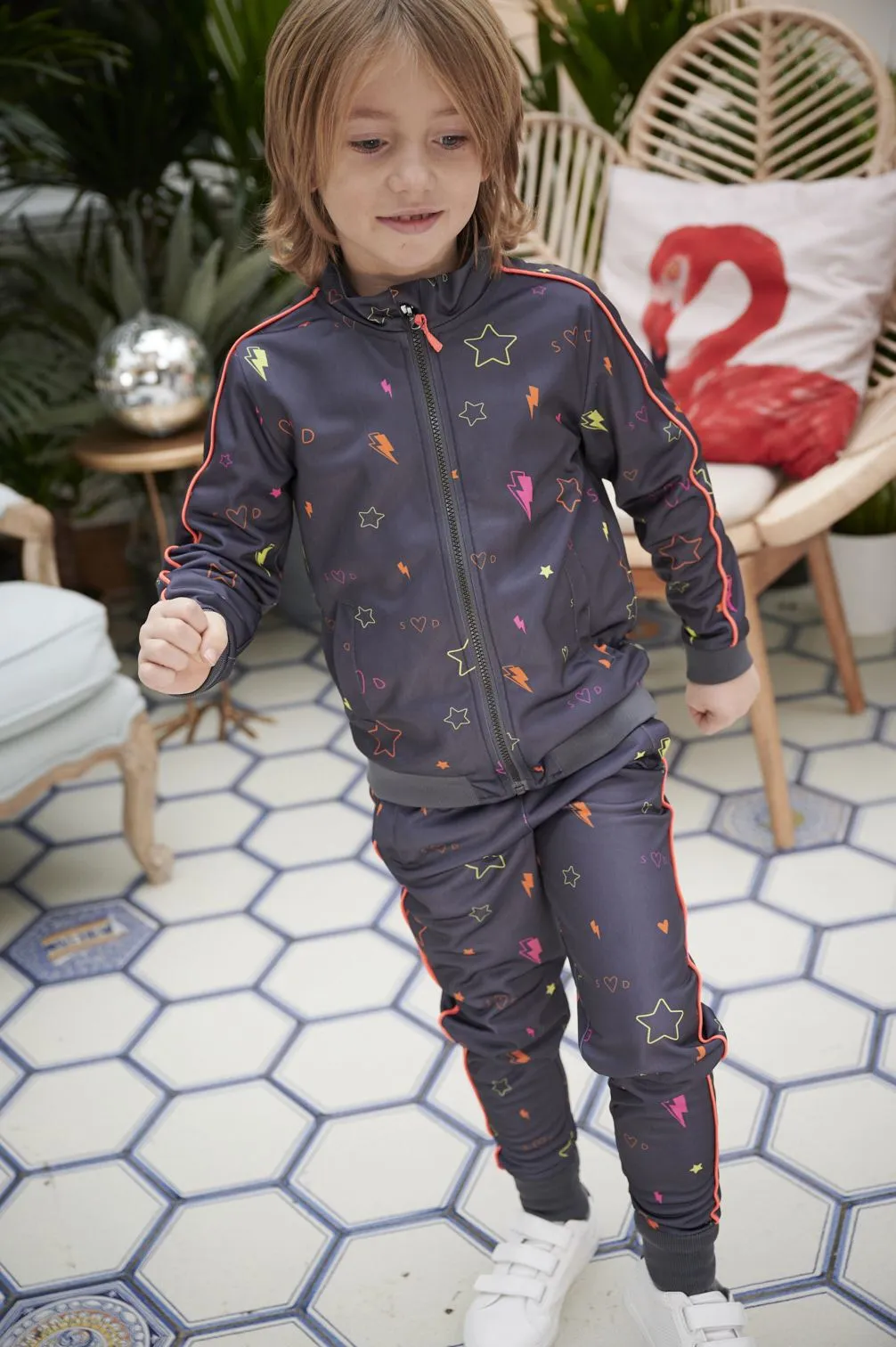 Kids Retro Tracksuit Bottoms - neon mix