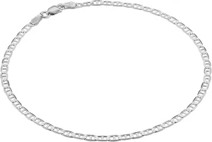 KISPER Solid 925 Sterling Silver Ankle Bracelets for Women, Waterproof Tarnish Resistant Anklets, Curb/Rope/Figaro/Mariner Chain, 9, 10, 11 Inch
