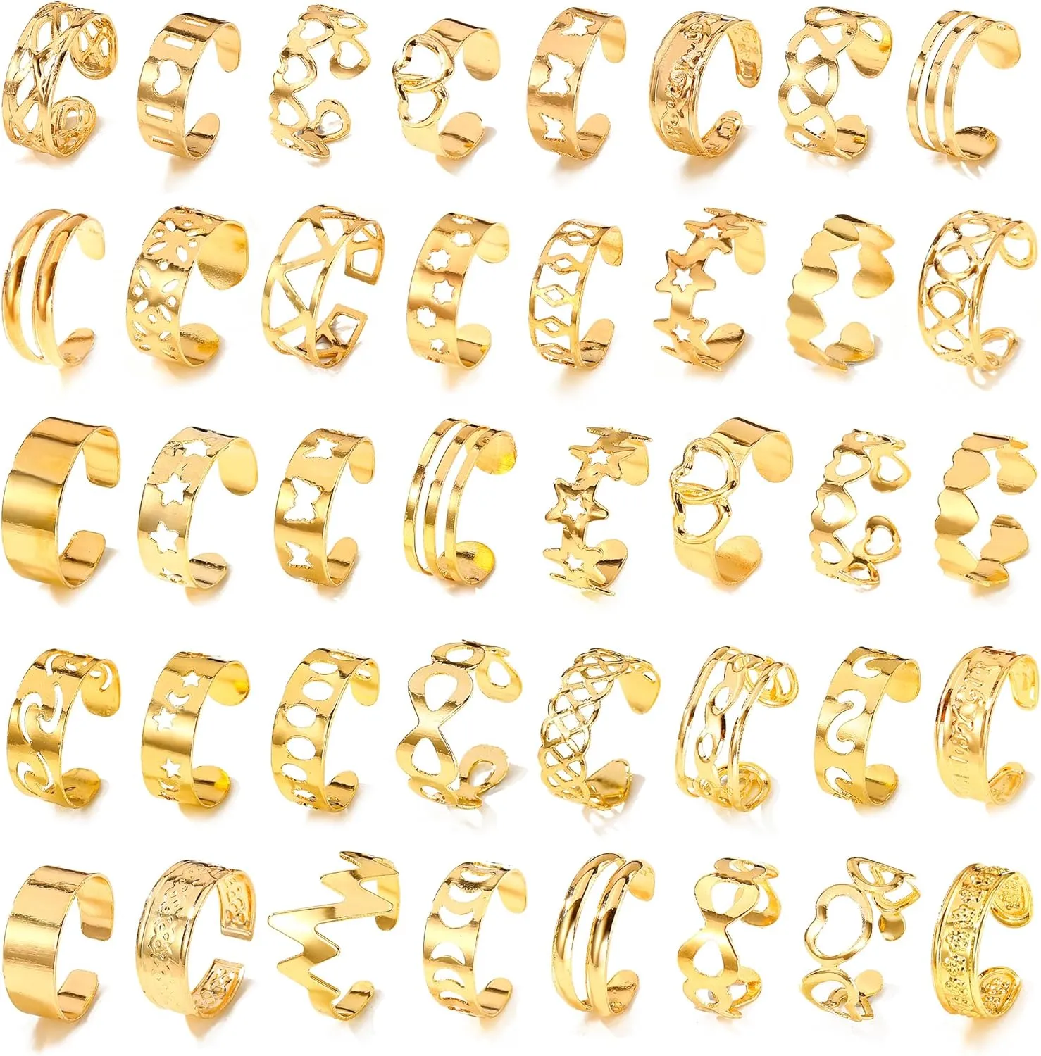 KISS WIFE Gold Toe Rings for Women, Open Adjustable Tail Ring Summer Beach Foot Jewelry Set