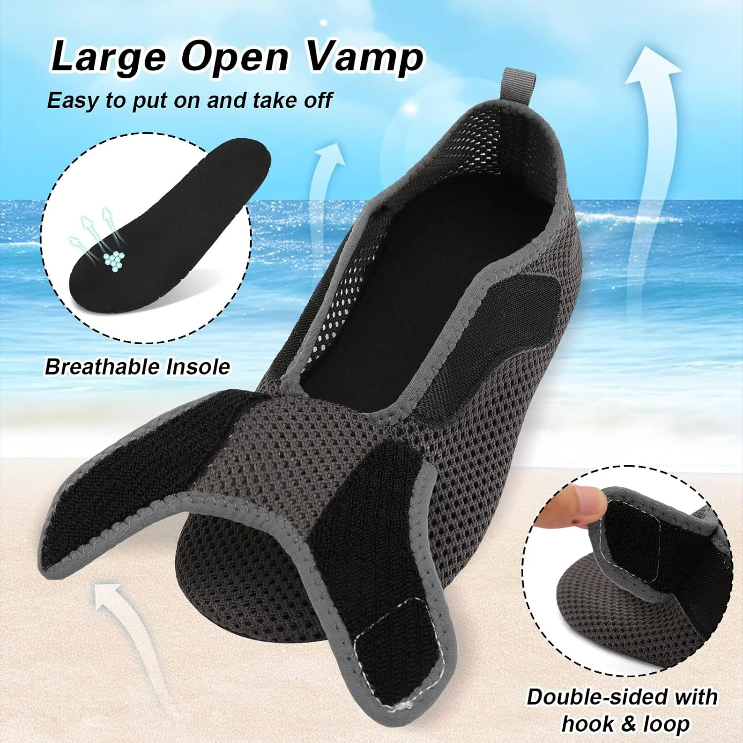 L-RUN Womens Mens Water Shoes Wide Toe Barefoot Swim Shoes for Beach Pool Sand Yoga Quick Dry Adluts Aqua Sock Non Slip