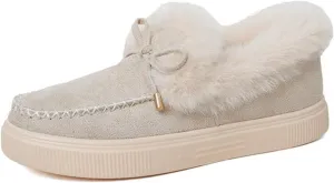 Ladmiple Snow Boots For Women Cute Wide Calf Slip On Winter Warm Ankle Booties Fashion Fur Lined Thickening Outdoor Shoes